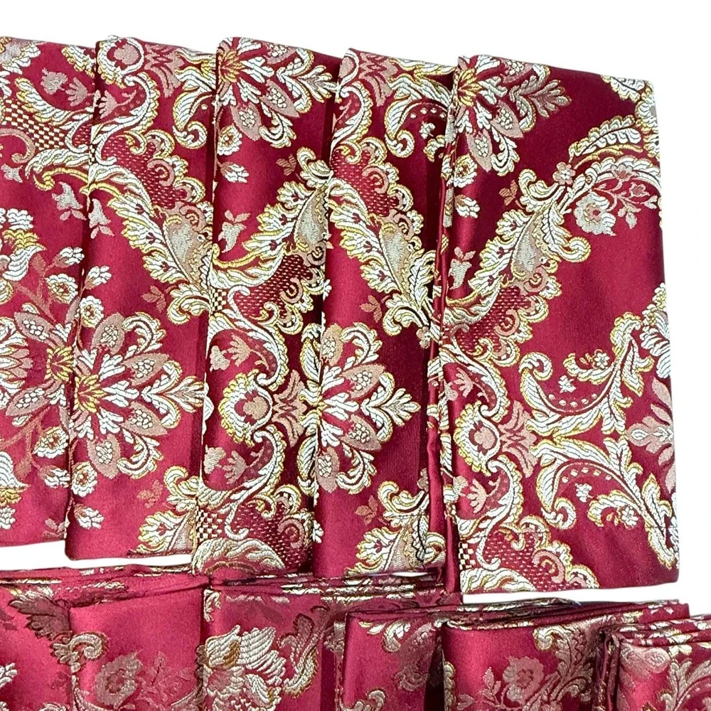 Waterford Dinner Napkins Red Gold Damask Brocade Set of 13 Vintage 2003 EUC